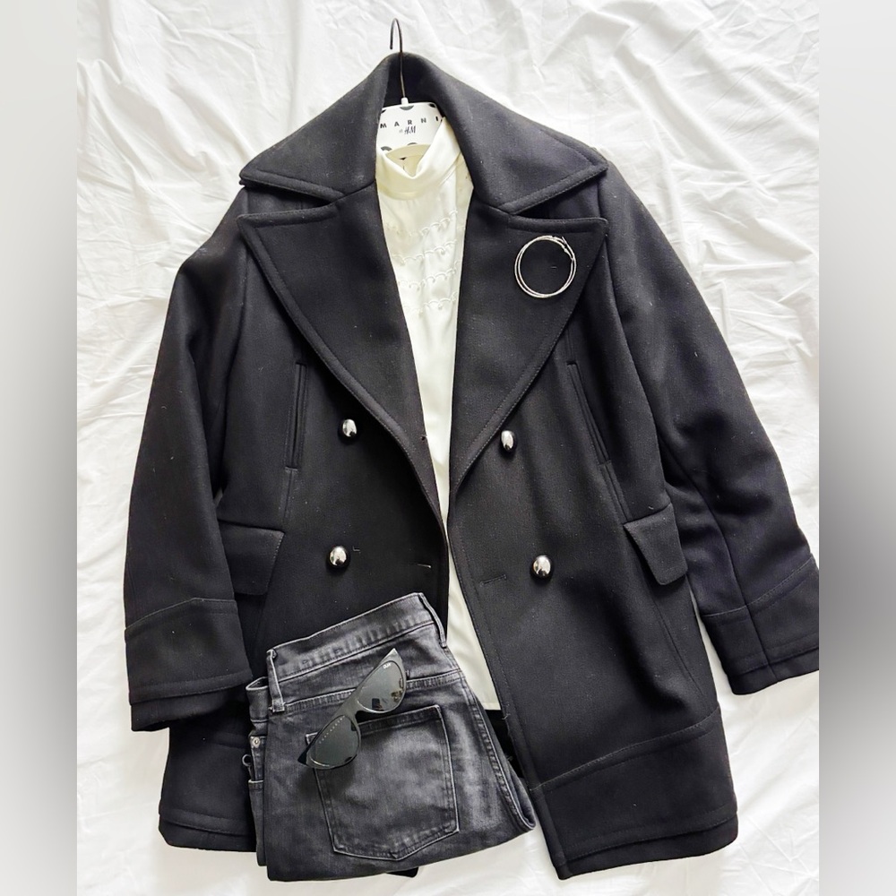 RIANI Black Jacket, pea coat Madi in 100% virgin wool